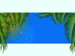 Fototapeta na wymiar Panel with sky and palm trees