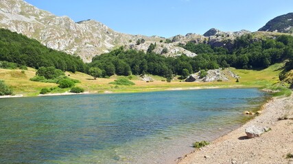 Orlovacko lake in summer on mountain Zelengora, Bosnia and Herzegovina