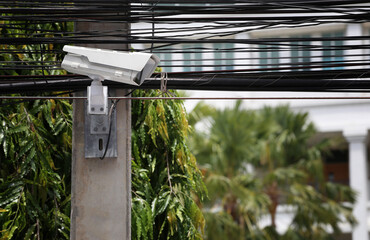 CCTV tool on Electric poles and have wires.