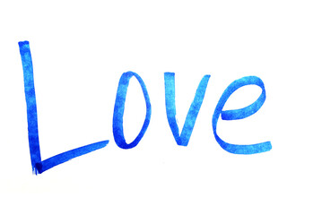 Hand drawing word Love on white background