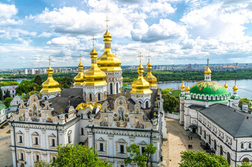 Fototapeta na wymiar Golden domes of the Cathedral of the Kyiv Pecherska Lavra, Ukraine 