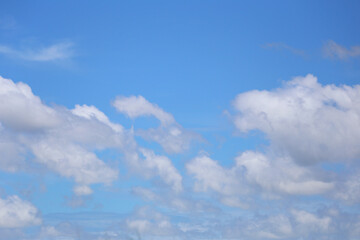 Blue sky with white clouds in the daytime background.
