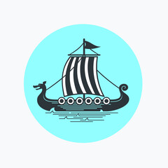 illustration of viking ship, viking ship icon, vector art.