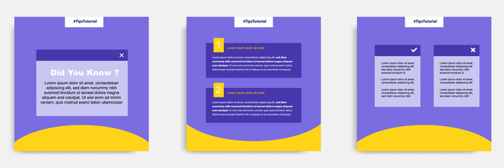 Social media faq, question, answer post banner layout template with geometric shape background and bubble message design element in purple yellow white color