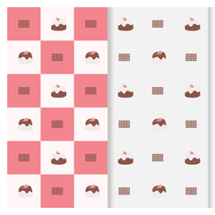 sweet colorful seamless pattern with dessert