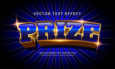 Prize 3d editable text style effect with modern blue concept