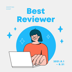 Women using laptops. promotional reviews. shopping event. vector illustration.