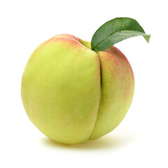 ripe peach on white background 