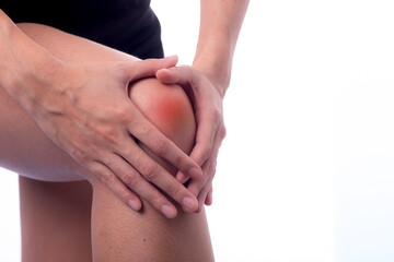 Asian woman with leg or foot pain . Woman is suffering immense pain. finger pain from sports