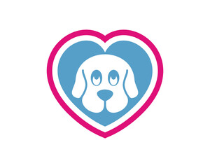 dog love heart logo template