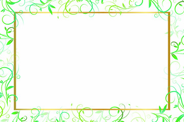 Abstract green leaves frame pattern isolated white background vector design