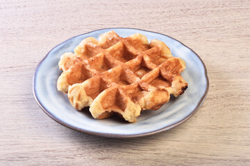 Traditional belgian waffles on the plate    