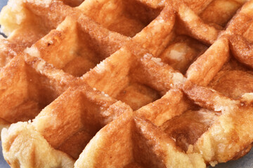 Traditional belgian waffles on the plate    
