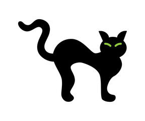 Black cat vector illustration isolated on white background. Flat style design. Halloween decorative element.