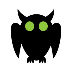 Owl silhouette, vector illustration isolated on white background. Halloween decorative element.