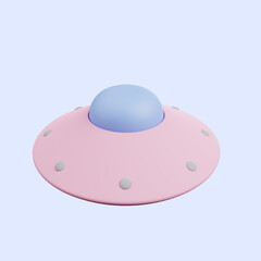 3d illustration of simple icon ufo