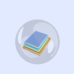 3d illustration of object book inside bubbles