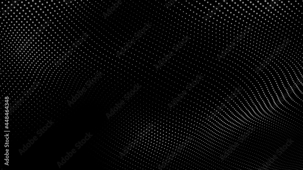 Wall mural dot white black wave technology texture background. abstract big data digital concept. 3d rendering.