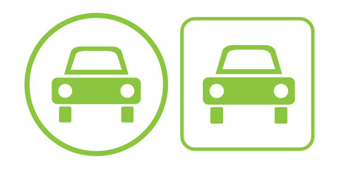 Flat illustration with green car. Nature background vector. Alternative energy. Vector illustration. Stock image.