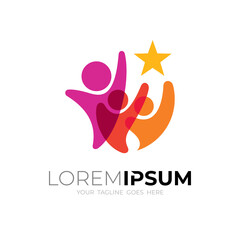 Family logo with colorful design vector, flat style