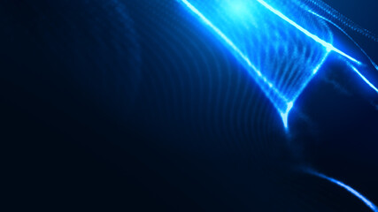 Dot blue wave light screen gradient texture background. Abstract ai technology big data digital background. 3d rendering.