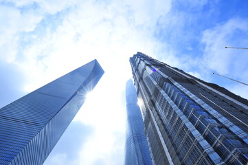 Plakat Shanghai world financial center skyscrapers in lujiazui group