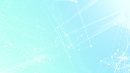 Abstract blue white polygon tech network with connect technology background. Abstract dots and lines texture background. 3d rendering.