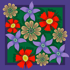 Wallpaper with a picture of flowers on top.