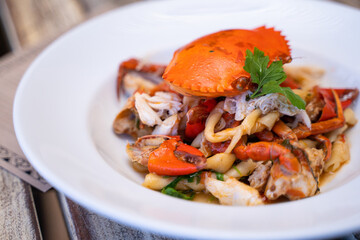 Black Crab Fusilli with Marjoram