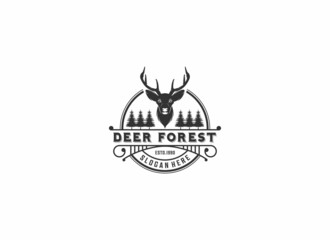 deer forest logo template , vector in white background