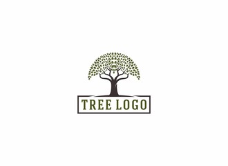 Obraz premium tree logo with illustration of a tree that has lush leaves depicting a thriving tree