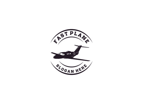 logo for fast plane with fast flying plane illustration