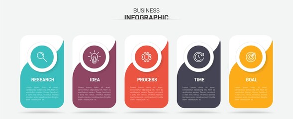 Infographic design with icons and 5 options or steps. Thin line vector. Infographics business concept. Can be used for info graphics, flow charts, presentations, web sites, banners, printed materials.