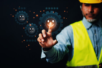 Engineer Satisfaction Concept in the service of the technology industry By showing satisfaction...