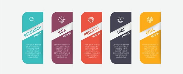 Infographic design with icons and 5 options or steps. Thin line vector. Infographics business concept. Can be used for info graphics, flow charts, presentations, web sites, banners, printed materials.