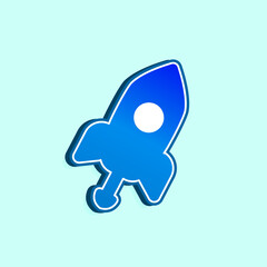 Linear rocket icon. Spaceship in outline style on white. Vector modern flat design element for mobile application and web design. eps 10