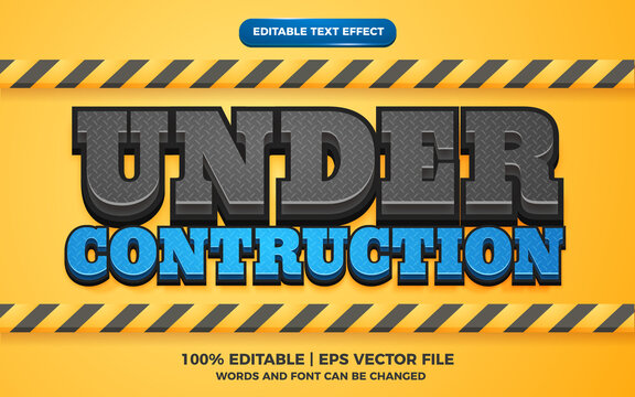 Editable text effect - under construction 3d template style