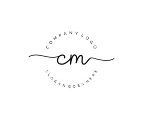 initial CM Feminine logo beauty monogram and elegant logo design, handwriting logo of initial signature, wedding, fashion, floral and botanical with creative template. - obrazy, fototapety, plakaty