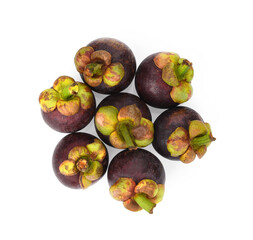 Mangosteen, famous fruit in Thailand on a white background