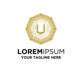 Initial U Letter CryptoCurrency Logo