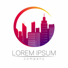 Real Estate Vector Logo with City and Skyline icons. Illustration for Brand Company Identity Concept Design Symbol