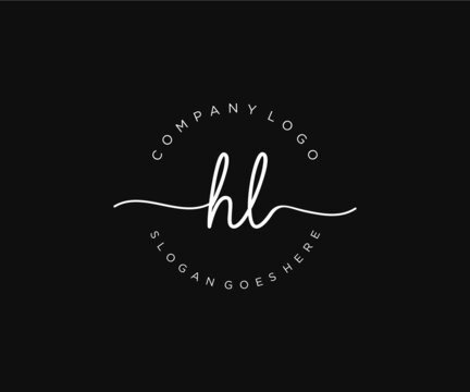 initial HL Feminine logo beauty monogram and elegant logo design, handwriting logo of initial signature, wedding, fashion, floral and botanical with creative template.