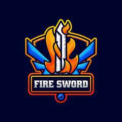 Vector Logo Illustration Fire Sword E Sport and Sport Style.