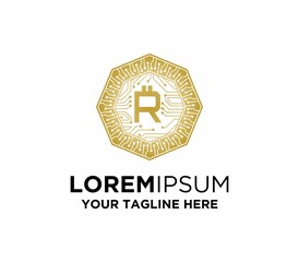 Initial R Letter CryptoCurrency Logo