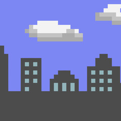 Naklejka premium ドット絵の都市