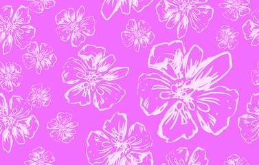 pattern with Pink flowers seamless vector