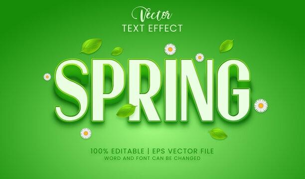 Spring text effect style with leaves