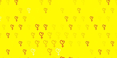 Light Green, Red vector background with woman symbols.