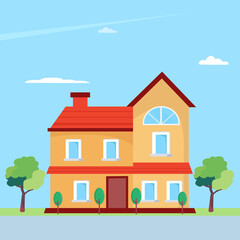 Obraz na płótnie Canvas House building building flat style. Flat vector template Style Suitable for Web Landing Page, Background.