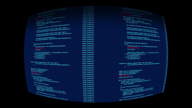 abstract Code Scrolling Programming code on computer screen Animation background. for software developer and Computer script. hacking Hacker code running down a computer screen terminal
